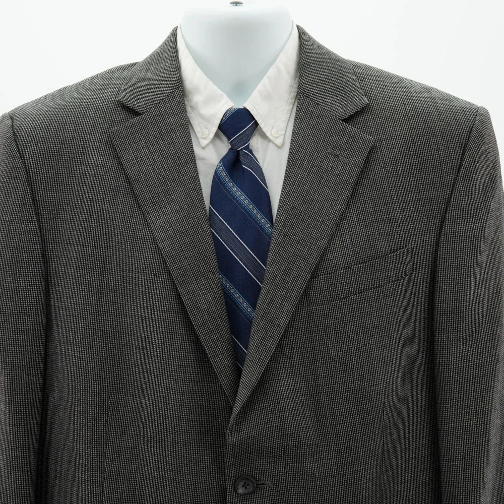 Oscar De La Renta Soft Tweed Wool Gray Black Check Sport Coat 42R Tagged 43R